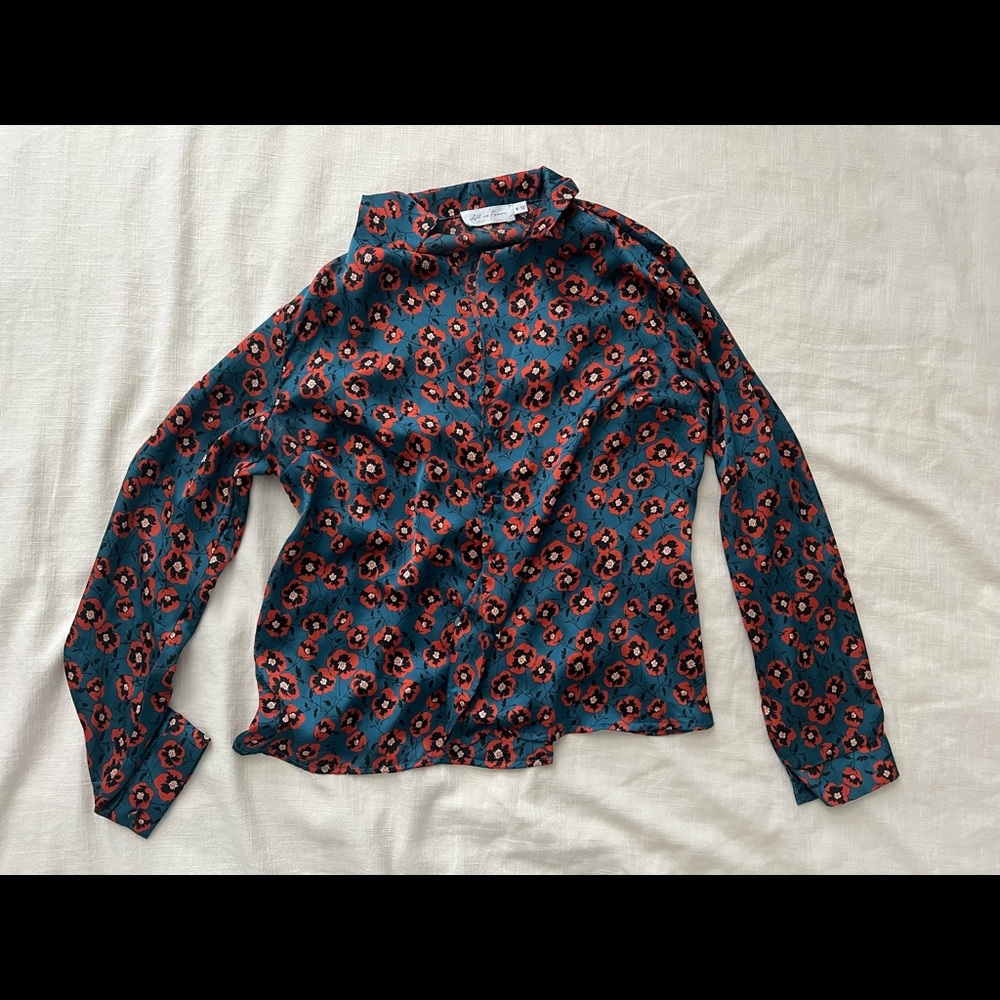 All in Favor floral silky blouse